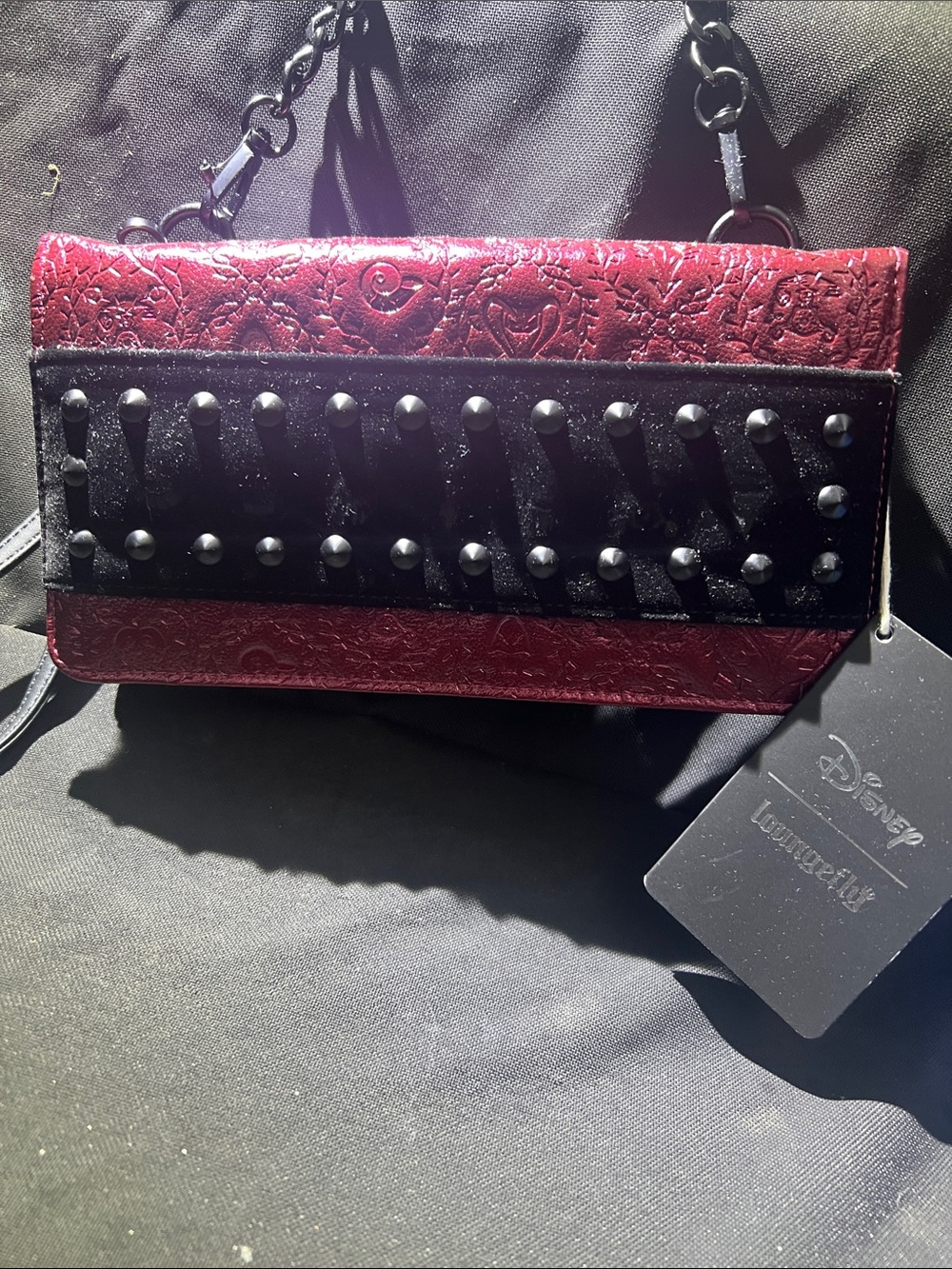 Loungefly limited edition hardtag Red and Black Embossed Studded Wristlet
